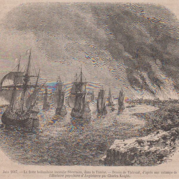 Juin 1667 La flotta olandese.Xilografia 1846