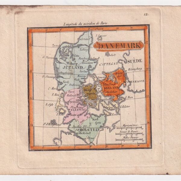 Mappa della Danimarca, 1821