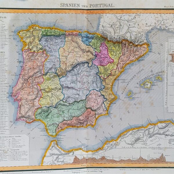 Mappa della Spagna e Portogallo, 1869