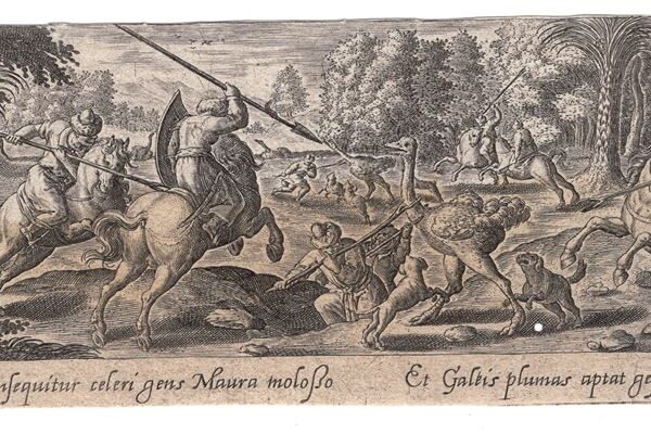 Antonio Tempesta (attr.), Caccia allo struzzo, 1600