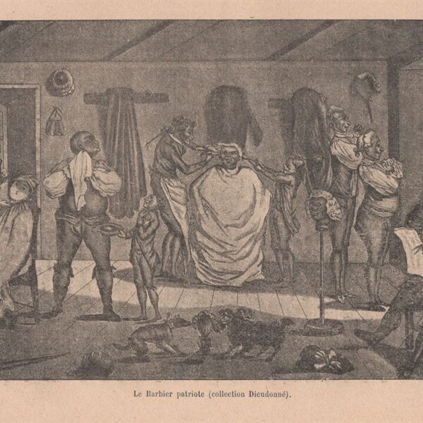 Il barbiere, xilografia dell'800