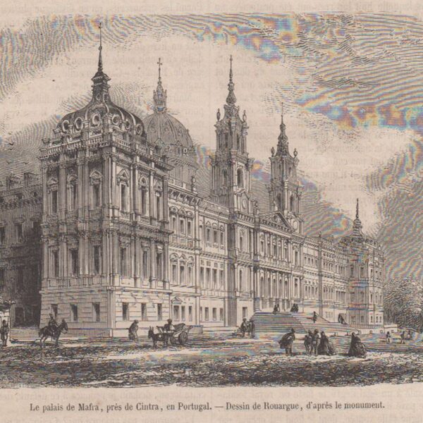 Mafra,  Sintra. Portogallo Xilografia  1840-70
