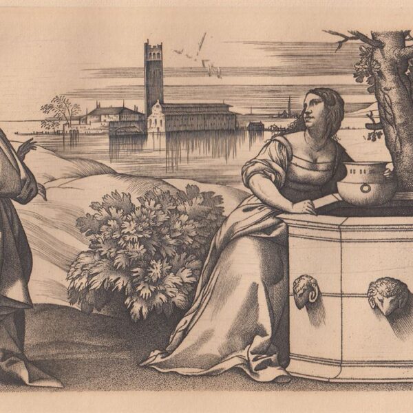 Giulio Campagnola, Gesù e la Samaritana, 1510, XIX secolo