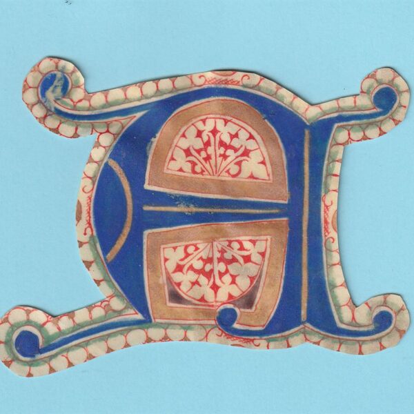 Lettera miniata del XV-XVI secolo, da antifonario