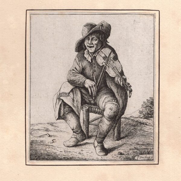 David Deuchar (1743-1808), Il violinista seduto da A. Ostade