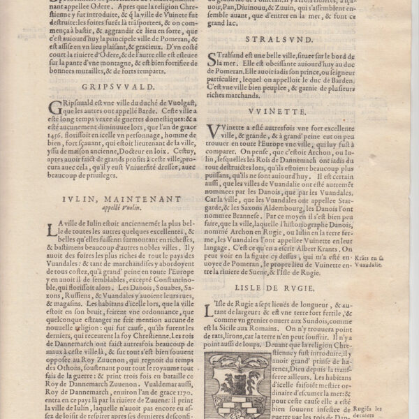 1575 Cosmografia Universale, Stemma dell'Isola di Rugen