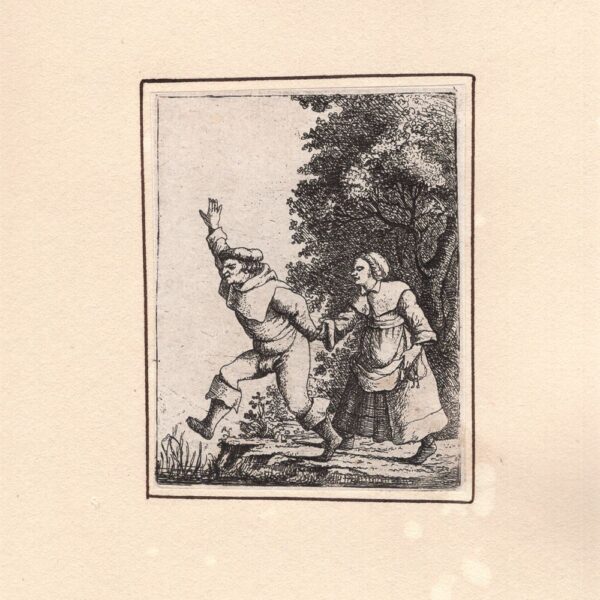 David Deuchar (1743-1808), Uomo e donna che saltano da A. Ostade