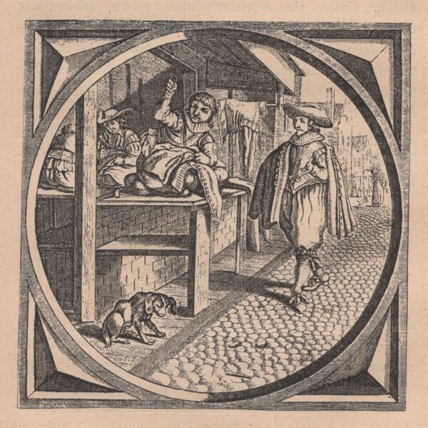 Il sarto ambulante, xilografia dell'800