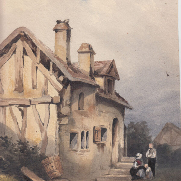 Casa in montagna, acquarello, XIX secolo