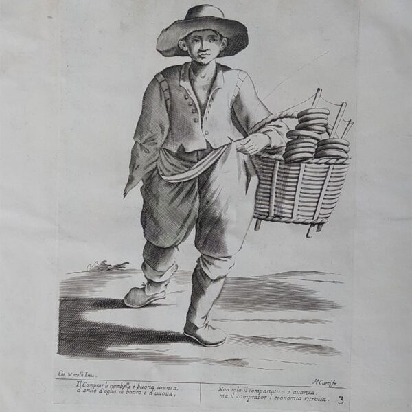 Mitelli Giuseppe Maria, Arti e Mestieri, per la via, Venditore di ciambelle 1660