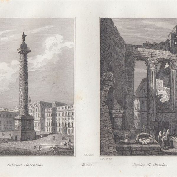 Roma, Colonna Antonina, Portico di Ottavia, 1834-1837