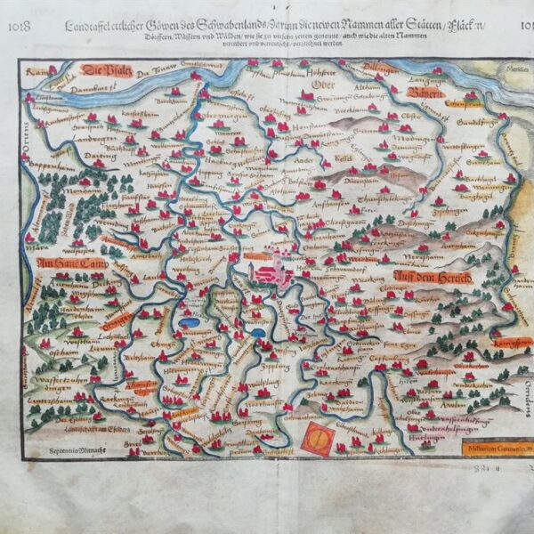 Mappa della Baviera, S.Munster, 1614