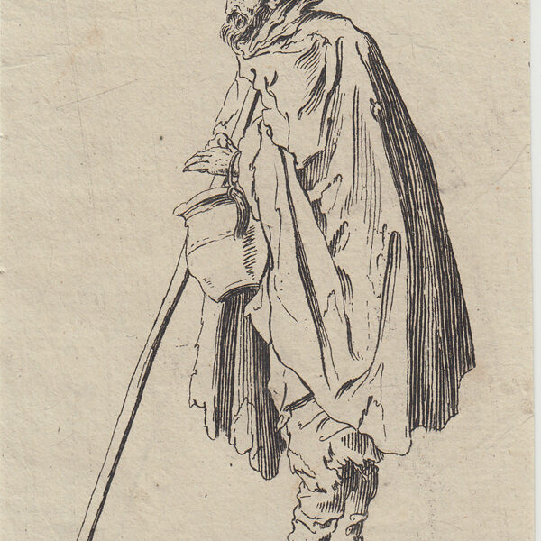 Jacques Callot, (Nancy 1594-1635)  Mendicante con brocca