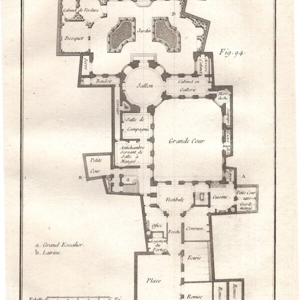 Architettura, progetto di un grand Hotel, disegno di J.F.Blondel, 1771