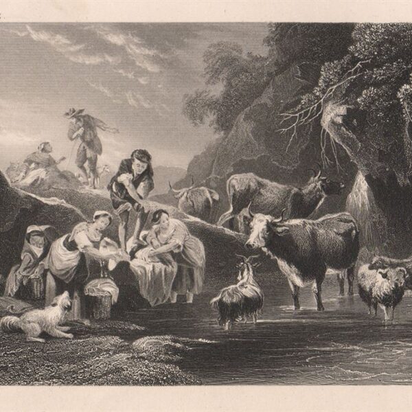 Bestiame che beve, Berchem, 1850