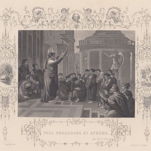 Paul preaching a athens. Paolo predica