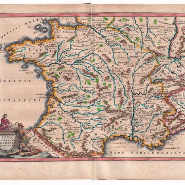 1701, Francia Mappa, incisione su rame dal Cellario