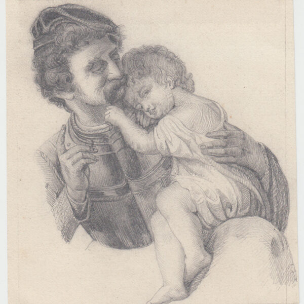 Soldato con Bambino, Disegno a matita, XIX sec.
