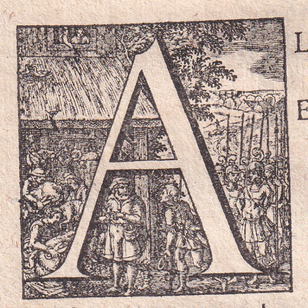 Capolettera, lettera A, xilografia del 1636