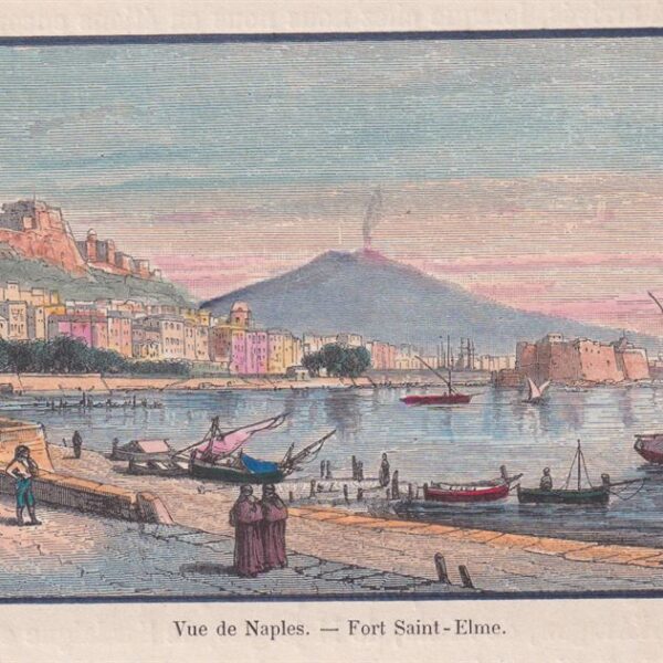 Napoli, Veduta con Vesuvio e Castel S.Elmo, 1892