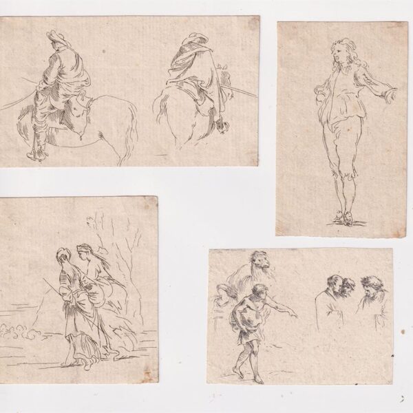 Stefano Della Bella, studi di figure, XVII secolo