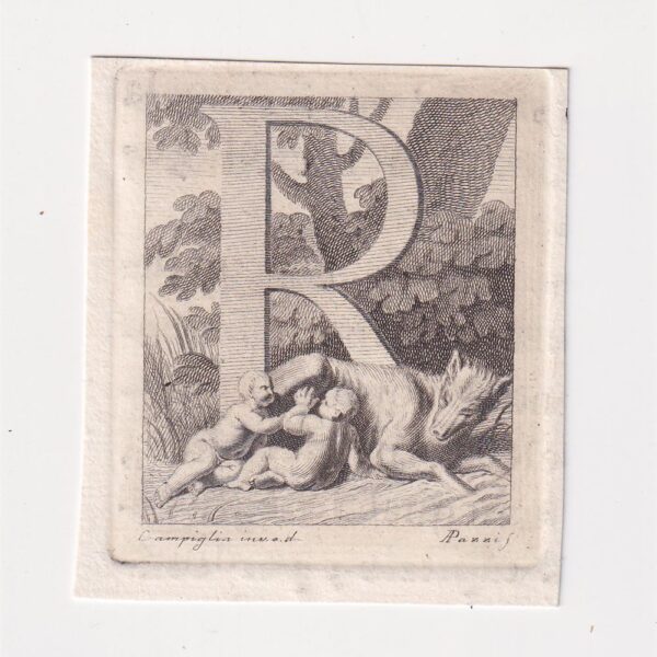 Lettera R, Antonio Pazzi e Domenico Campiglia, XVIII sec.