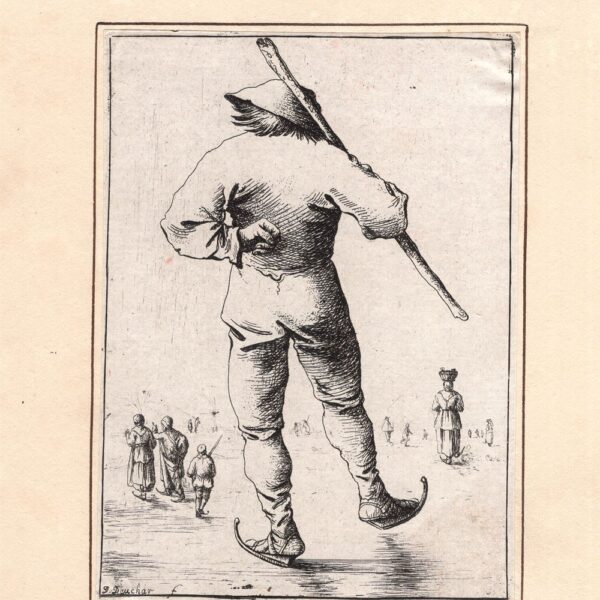 David Deuchar (1743-1808), Olandese che pattina su fiume ghiacciato da A. Ostade *51146