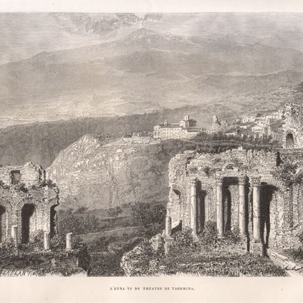 Taormina, Etna visto dal teatro di Taormina, 1877