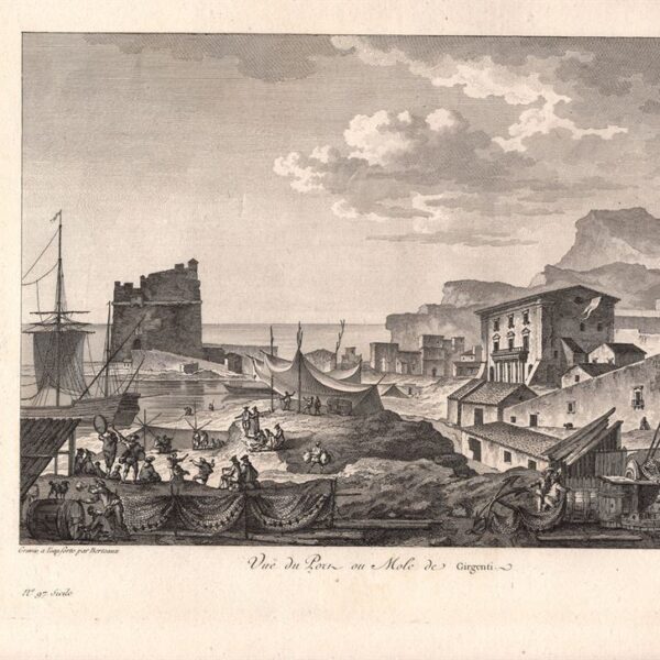 Agrigento, Veduta del porto e del molo, Saint-Non, 1781-86