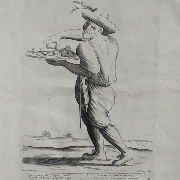 Mitelli Giuseppe Maria, Arti e Mestieri per la via, Venditore di frattaglie di fegato, 1660