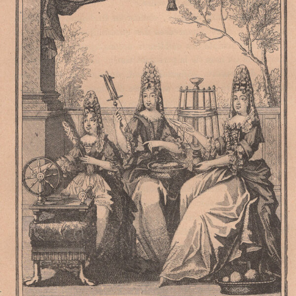 Le tre parche, xilografia dell'800