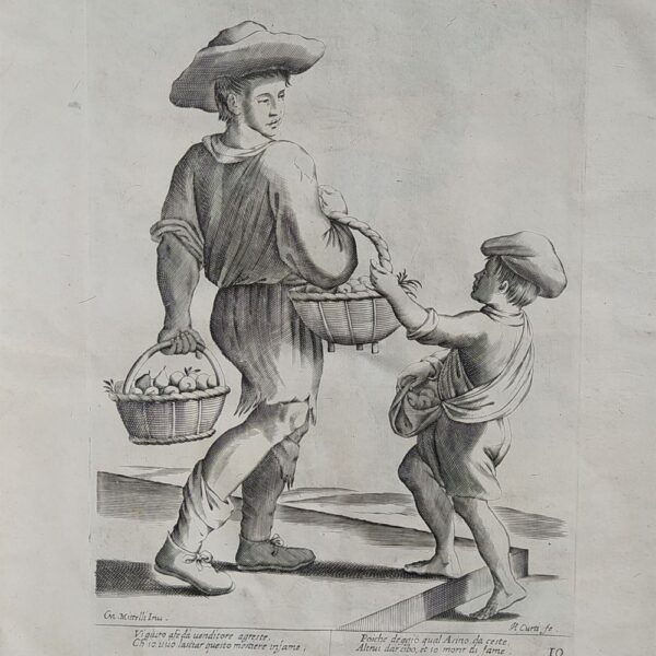 Mitelli Giuseppe Maria, Arti e Mestieri per la via, Fruttivendolo che vende frutta ad un bambino