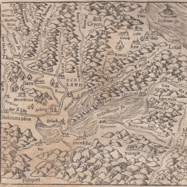 Mappa della Svizzera, Cosmographia, 1588