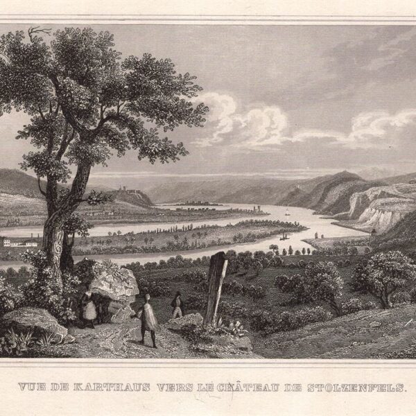 Vue de Karthaus vers le Chateau de Stolzenfels, 1850