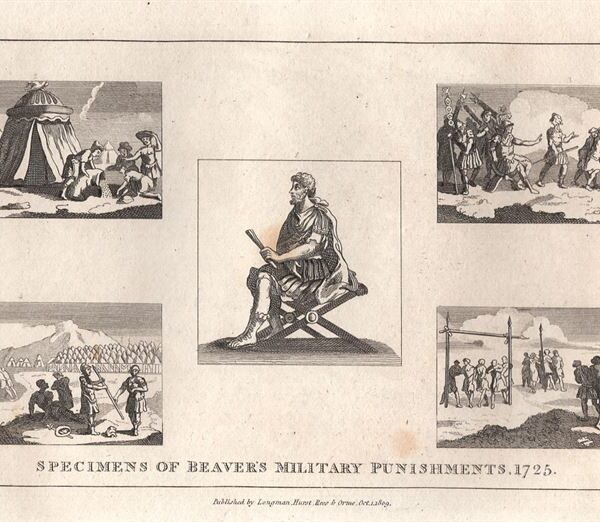 Hogarth William (1697-1764), Specimens of beaver's military punishments, 1725