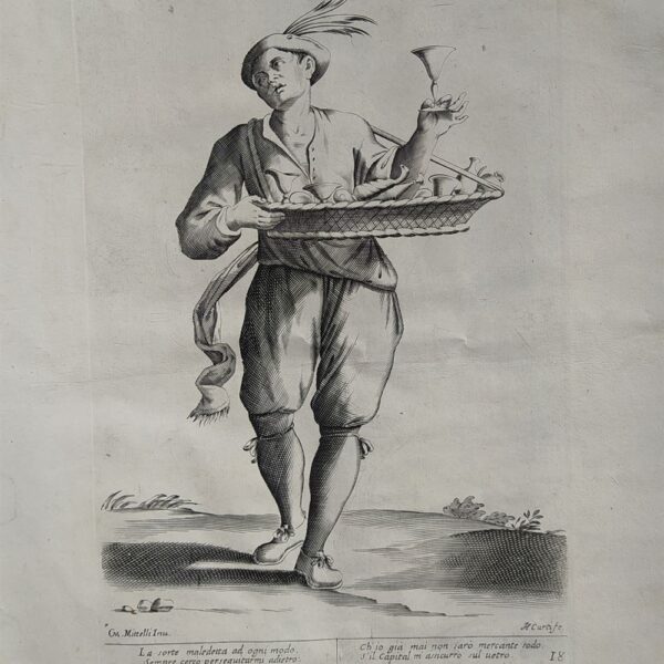 Mitelli Giuseppe Maria, Arti e Mestieri per la via, Venditore di stoviglie di vetro, 1660