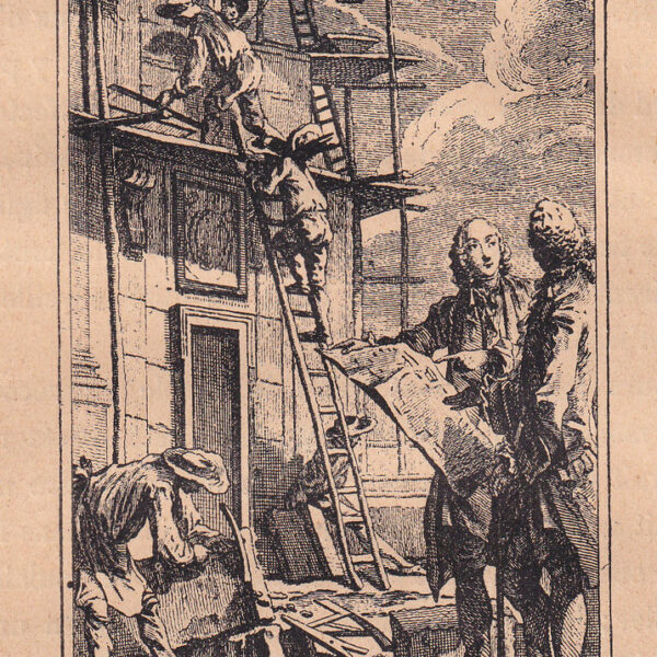 Architetti al lavoro, xilografia dell'800