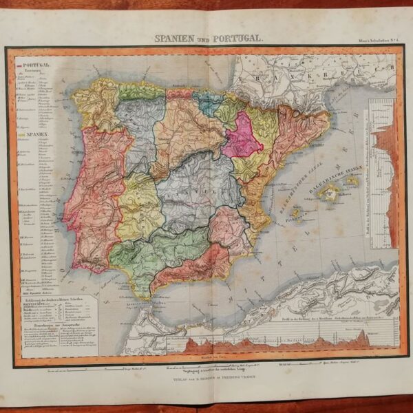 Mappa della Spagna e Portogallo, 1869