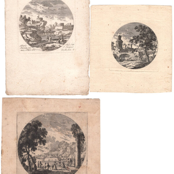 Perelle, 3 Paesaggi formato tondo, XVII sec