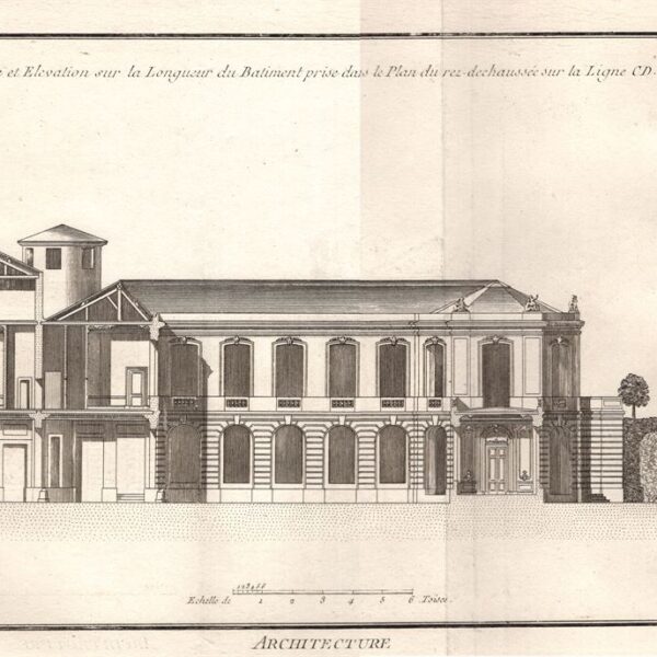 Architettura, prospetto di un grand Hotel, disegno di J.F.Blondel, 1771