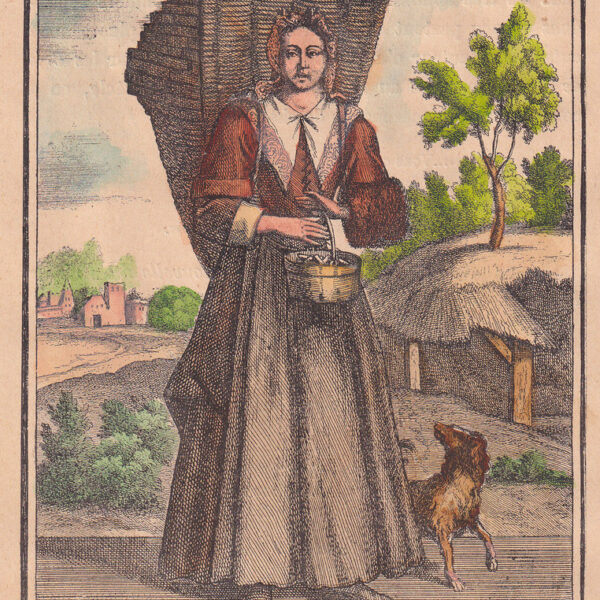 La venditrice di zolle, xilografia dell'800