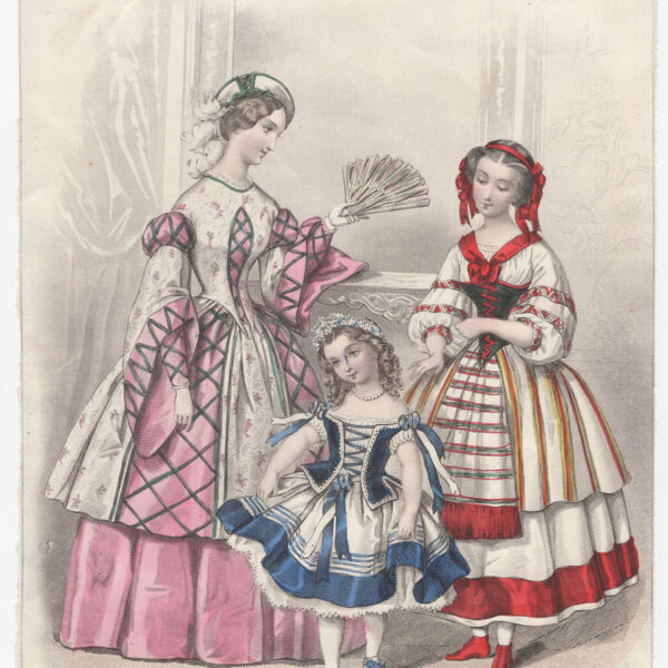 Stampa di moda con bambine, 1850