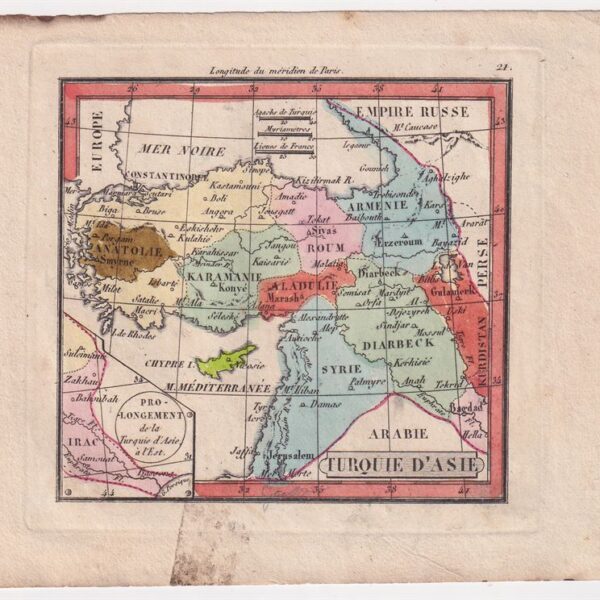 Mappa della Turchia, Asia, 1821