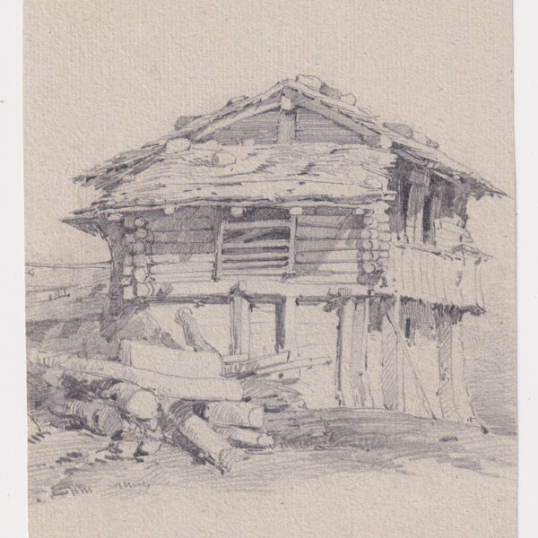 Baita di montagna, matita su carta, XX secolo