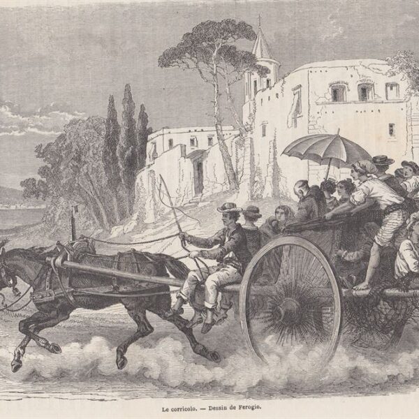 1860 Le corricolo Dessin de Ferogio. Il Corricolo.