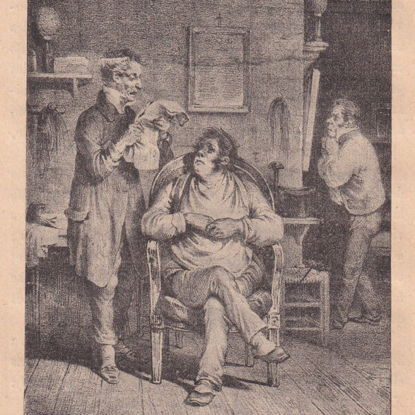 Il barbiere, xilografia dell'800