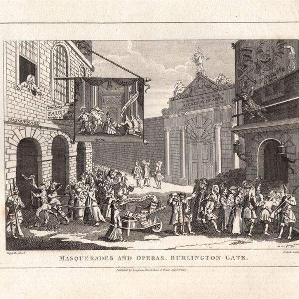 Hogarth William (1697-1764), Masquerades and operas. Burlington Gate, 1813