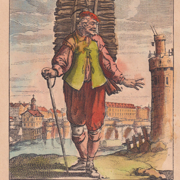 Portatore di legna, xilografia dell'800