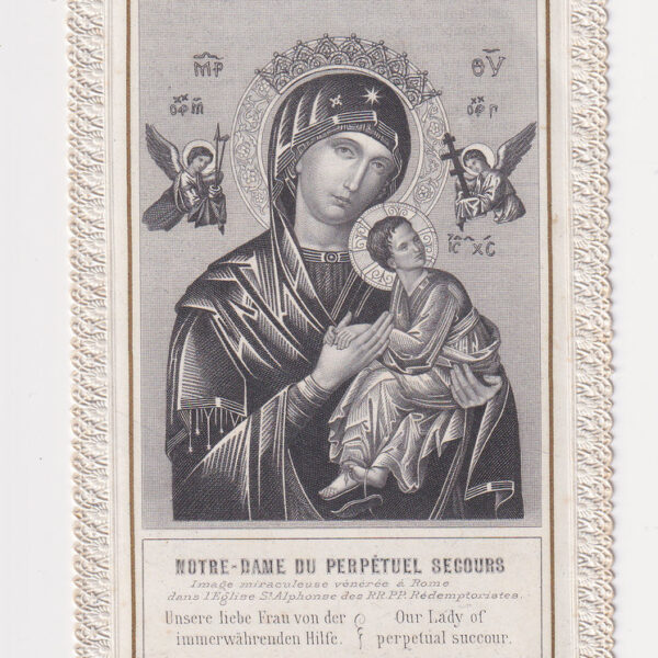 Santino antico, N.D. perpetuo soccorso, XIX sec.