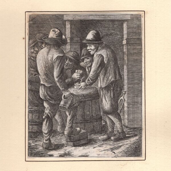 David Deuchar (1743-1808), Contadini che giocano a carte su una botte da A. Ostade